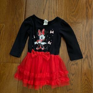 Beautiful Disney Minnie Mouse glitter embellished red and black dress sz. 18 mo.
